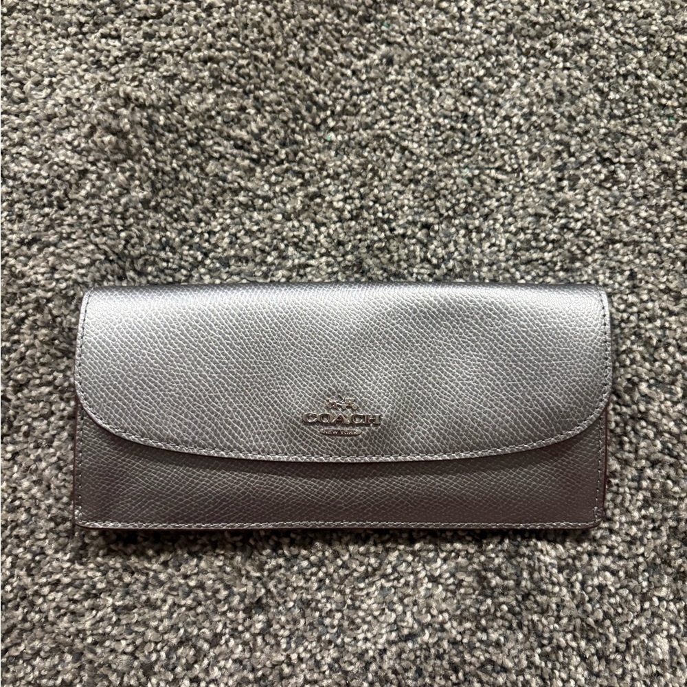 Coach Metallic Gray Leather Wallet